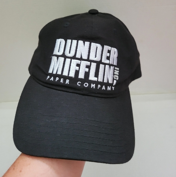 The Office Dunder Mifflin Embroidered Adjustable Black Baseball Hat - Picture 1 of 8